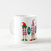 Mug Noël HO HO HO elf, cadeaux de Noël elfe (Devant gauche)