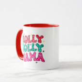 Mug Noël Holly Jolly Mama Parties scintillant moderne (Devant gauche)