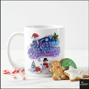 Mug Noël iridescent 'Joyeux Noël avec Bonhomme de Neig