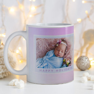 Mug Noël Iridescente Pastel Photo Happy Holiday