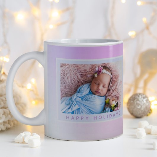 Mug Noël Iridescente Pastel Photo Happy Holiday