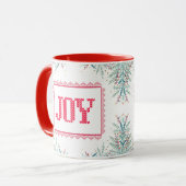 Mug Noël Joie Rouge Knit Mistletoe Aquarelle (Devant gauche)