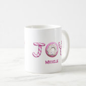 Mug Noël Joie | Sucre de canne rose personnalisé (Devant droit)