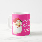 Mug Noël Jolly Santa Claus Rose Joyeux Salutation (Devant gauche)
