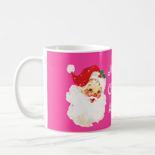 Mug Noël Jolly Santa Claus Rose Joyeux Salutation (Gauche)