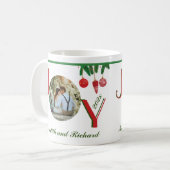 Mug Noël Joyeux Cadeau Nom de la photo Année (Devant gauche)