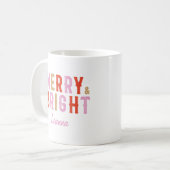 Mug Noël Joyeux et rose vif et rouge (Devant gauche)