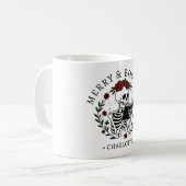 Mug Noël Joyeux et Squelette de Lecture Drôle (Devant gauche)