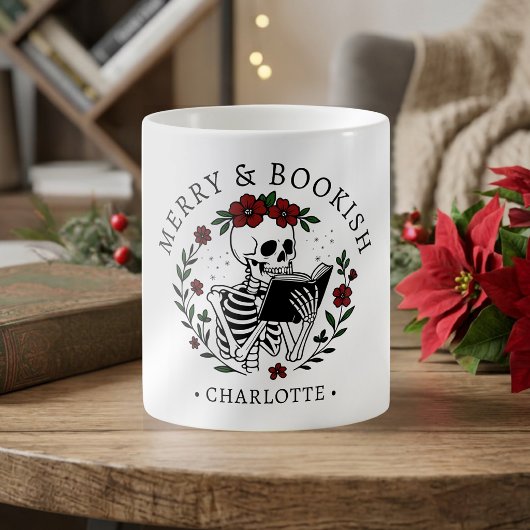 Mug Noël Joyeux et Squelette de Lecture Drôle