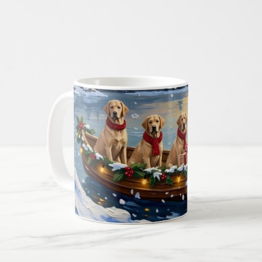 Mug Noël Labrador Retriever Bateau Fêtes (Devant gauche)