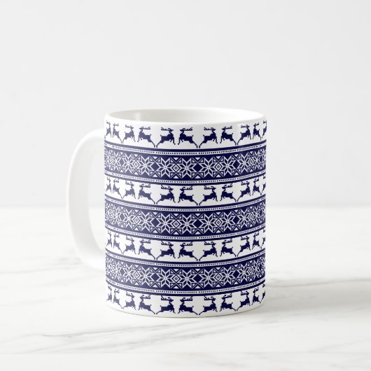 Mug Noël, le bleu et le blanc scandinave (Devant gauche)