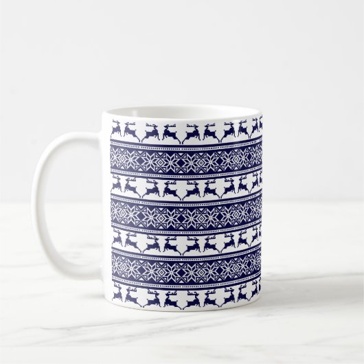 Mug Noël, le bleu et le blanc scandinave (Gauche)