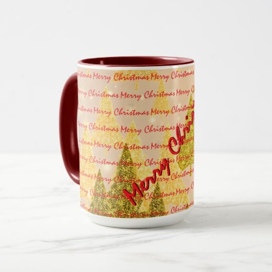 Mug Noël Luxe Arbres de Noël Festifs (Devant gauche)