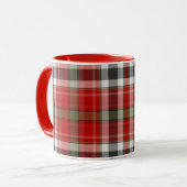 Mug Noël Matin Rouge Blanc Tartan Plaid (Devant gauche)