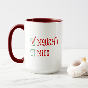 Mug Noël méchant gentil, cochez la case, drôle de Noël