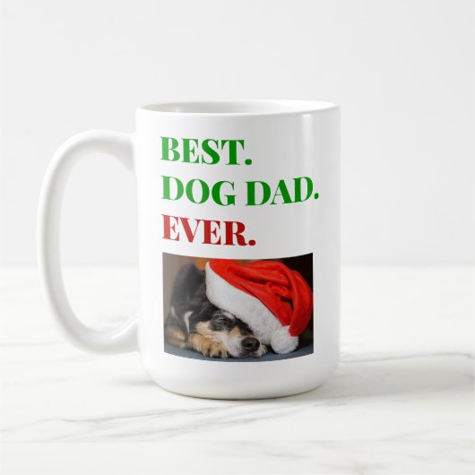 Mug Noël Meilleur Chien Papa Jamais Photo (Gauche)