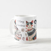 Mug Noël Meowy Joyeux Noël Amoureux de les chats douil (Devant gauche)