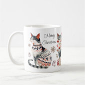 Mug Noël Meowy Joyeux Noël Amoureux de les chats douil (Gauche)