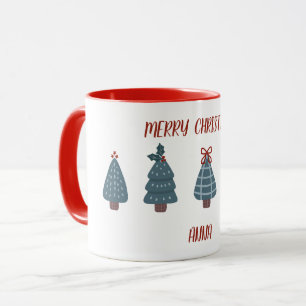 Mug Noël mignon avec des arbres de Noël dessinés à la 