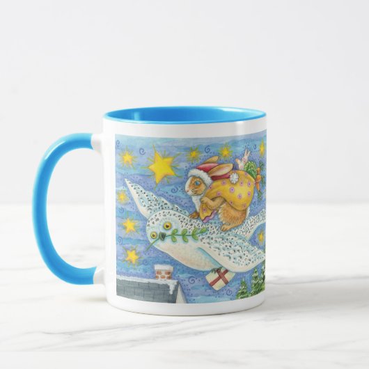 Mug Noël mignon avec lapin comme Père Noël sur Hibou (Gauche)