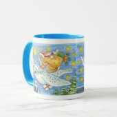 Mug Noël mignon avec lapin comme Père Noël sur Hibou (Devant gauche)