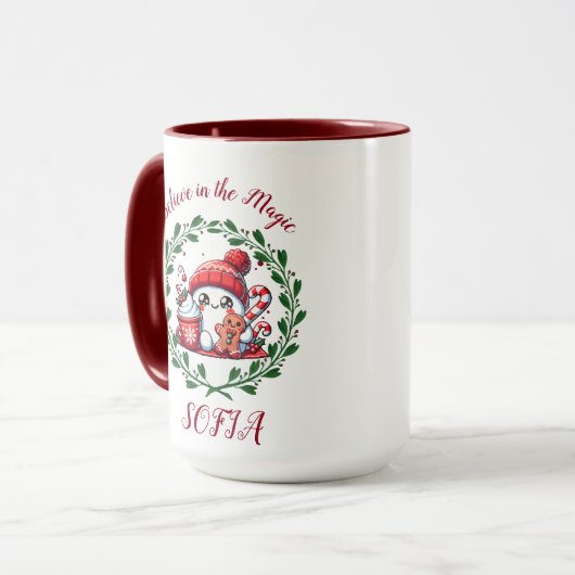 Mug Noël mignon Croyez en la magie (Devant gauche)