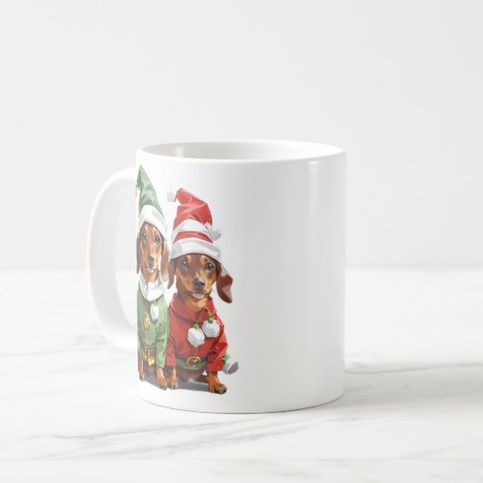 Mug Noël mignon Dachshunds (Devant gauche)