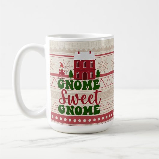 Mug Noël mignon gnomes rouge vert drôle jeu (Gauche)