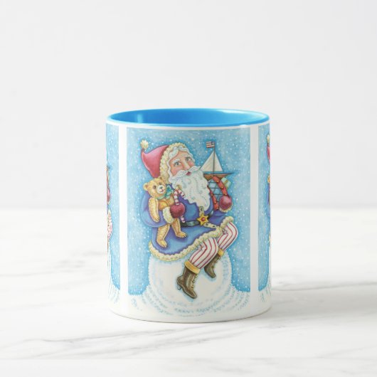 Mug Noël mignon, le Père Noël sur Snowball avec jouets (Centre)