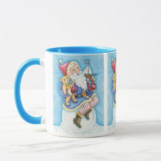 Mug Noël mignon, le Père Noël sur Snowball avec jouets (Gauche)