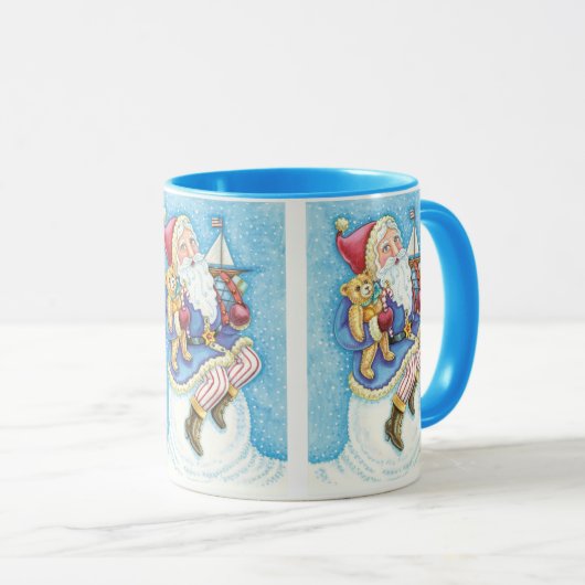 Mug Noël mignon, le Père Noël sur Snowball avec jouets (Devant droit)