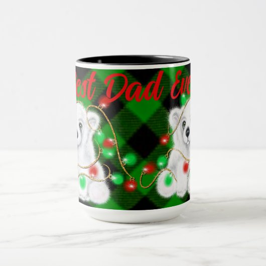 Mug Noël mignon ourson polaire, meilleur papa jamais (Centre)