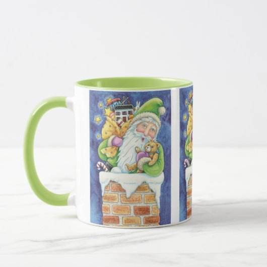 Mug Noël mignon, Père Noël à Chimney avec jouets (Gauche)