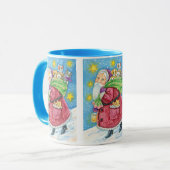 Mug Noël mignon, Père Noël avec chatons et chats ! (Devant gauche)