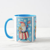 Mug Noël mignon, Père Noël patriotique avec drapeau (Gauche)