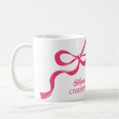 Mug Noël Moderne Classique Rose Rubans Vacances (Gauche)