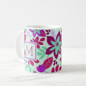 Mug Noël moderne Floral Bourgogne Vert Vacances (Devant gauche)
