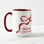 Mug Noël moderne Rétro Red Bows (Gauche)