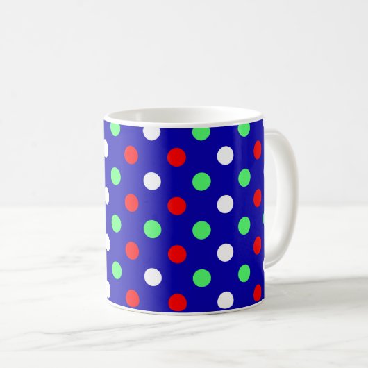 Mug Noël - Motif Pois rouge, vert et blanc (Devant droit)