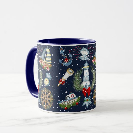 Mug Noël nautique (Devant gauche)
