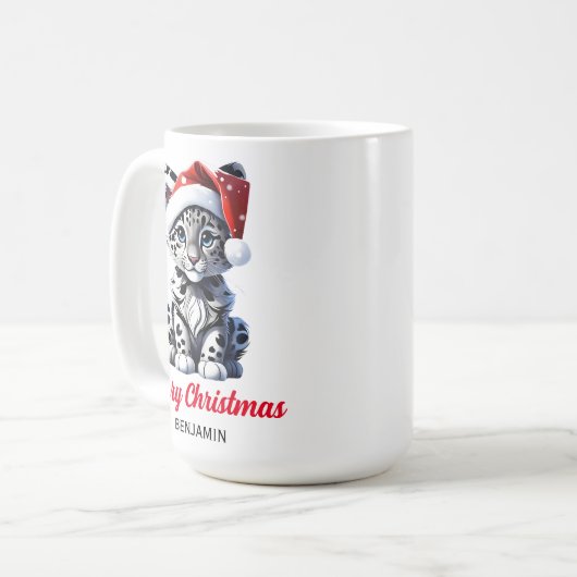 Mug Noël Neige Père Noël mignonne Neige Leopard Cub (Devant gauche)