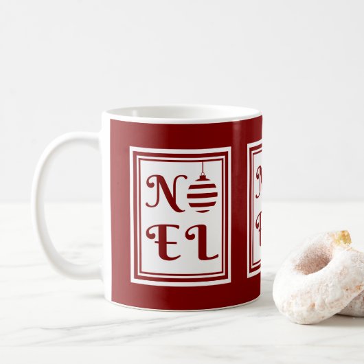 Mug NOEL Noël Vacances Rouge et Blanc (Avec donut)
