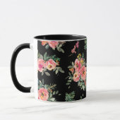 Mug Noël noir | Festif hiver Floral (Gauche)
