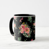 Mug Noël noir | Festif hiver Floral (Devant gauche)
