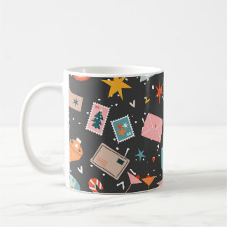 Mug Noël noir : motif vintage orné.