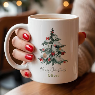 Mug Noël Nom Personnalisé Moderne