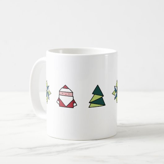 Mug Noël Origami blanc (Devant gauche)