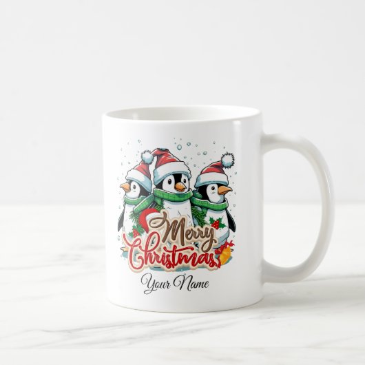 Mug Noël, ornements avec pingouins 05 (Droite)