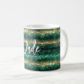 Mug Noël Pailleté Vert Or (Devant droit)