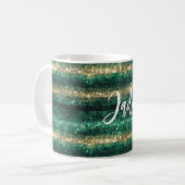Mug Noël Pailleté Vert Or (Devant gauche)